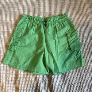 Nike Shorts High Rise Loose Fit Windbreaker Cargo Pockets Green Women's Medium